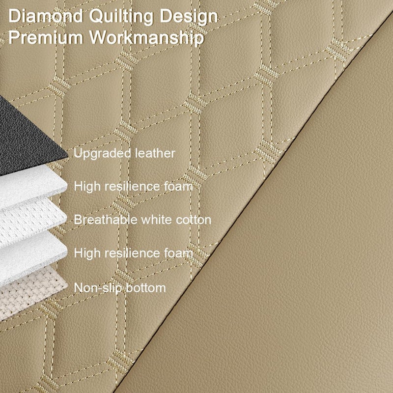 Black Panther 1 Pair of PU Car Seat Covers, Full Wrapping Front Bottom Seat Protector Compatible with 95% Vehicles, Anti-Slip (W 21.26''Ã—D 20.86â€), Beige - Image 5